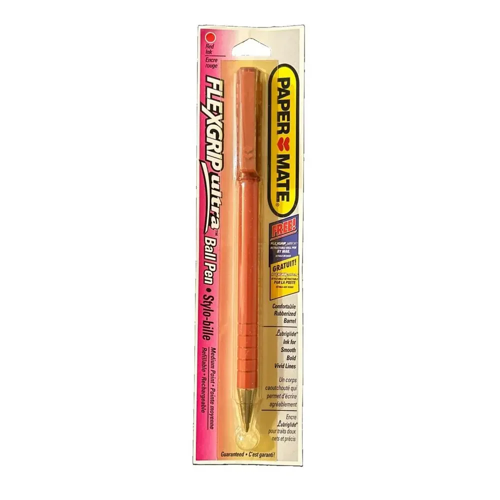 Paper Mate Double Heart Pens LOT OF 6 FlexGrip Ultra Ball Point 1995 Red Ink New
